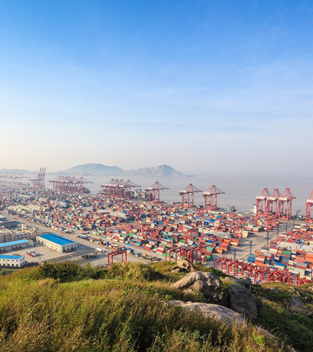 a panoramic view of the container terminal in shanghai